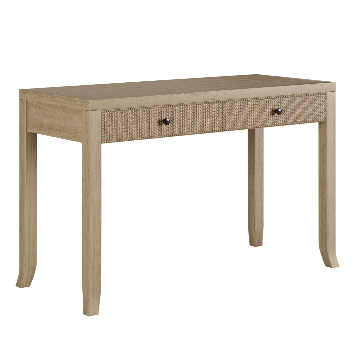 DI Designs Witley Natural Oak Wood Rattan Desk